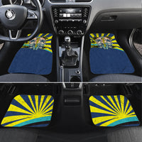 Waimanalo Oahu Hawaii Surfing Car Mats Tropical Beach Retro Sunburst Surfboard TS04 Set 4pcs Yellow Blue - Polynesian Pride