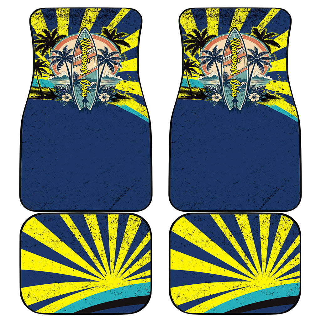 Waimanalo Oahu Hawaii Surfing Car Mats Tropical Beach Retro Sunburst Surfboard TS04 - Polynesian Pride