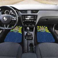 Waimanalo Oahu Hawaii Surfing Car Mats Tropical Beach Retro Sunburst Surfboard TS04 Set 2pcs - Front Yellow Blue - Polynesian Pride