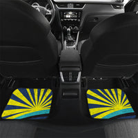 Waimanalo Oahu Hawaii Surfing Car Mats Tropical Beach Retro Sunburst Surfboard TS04 Set 2pcs - Back Yellow Blue - Polynesian Pride