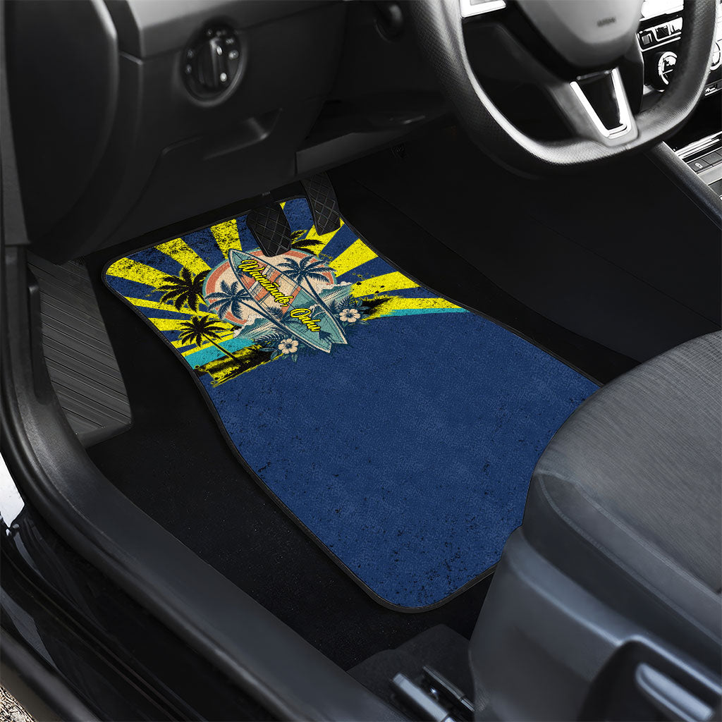 Waimanalo Oahu Hawaii Surfing Car Mats Tropical Beach Retro Sunburst Surfboard TS04 - Polynesian Pride