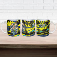 Waimanalo Oahu Hawaii Surfing Ceramic Mug Tropical Beach Retro Sunburst Surfboard TS04 - Polynesian Pride