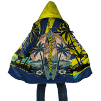 Waimanalo Oahu Hawaii Surfing Cloak Tropical Beach Retro Sunburst Surfboard TS04 Unisex Yellow Blue - Polynesian Pride
