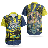 Waimanalo Oahu Hawaii Surfing Couples Matching Off Shoulder Maxi Dress and Hawaiian Shirt Tropical Beach Retro Sunburst Surfboard TS04 - Polynesian Pride