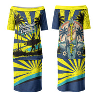 Waimanalo Oahu Hawaii Surfing Couples Matching Puletasi and Hawaiian Shirt Tropical Beach Retro Sunburst Surfboard TS04 - Polynesian Pride