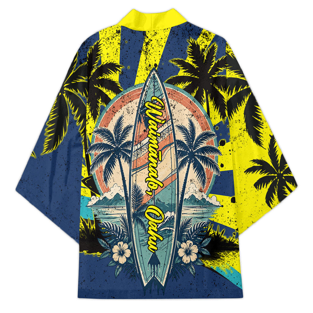 Waimanalo Oahu Hawaii Surfing Kimono Tropical Beach Retro Sunburst Surfboard TS04 - Polynesian Pride