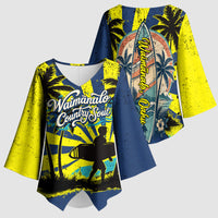 Waimanalo Oahu Hawaii Surfing Kimono Sleeve Blouse Tropical Beach Retro Sunburst Surfboard TS04 - Polynesian Pride