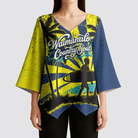 Waimanalo Oahu Hawaii Surfing Kimono Sleeve Blouse Tropical Beach Retro Sunburst Surfboard TS04 - Polynesian Pride