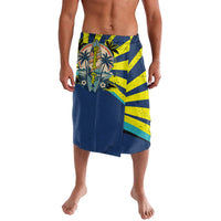 Waimanalo Oahu Hawaii Surfing Lavalava Tropical Beach Retro Sunburst Surfboard TS04 Yellow Blue - Polynesian Pride