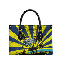 Waimanalo Oahu Hawaii Surfing Leather Bag Tropical Beach Retro Sunburst Surfboard TS04 - Polynesian Pride