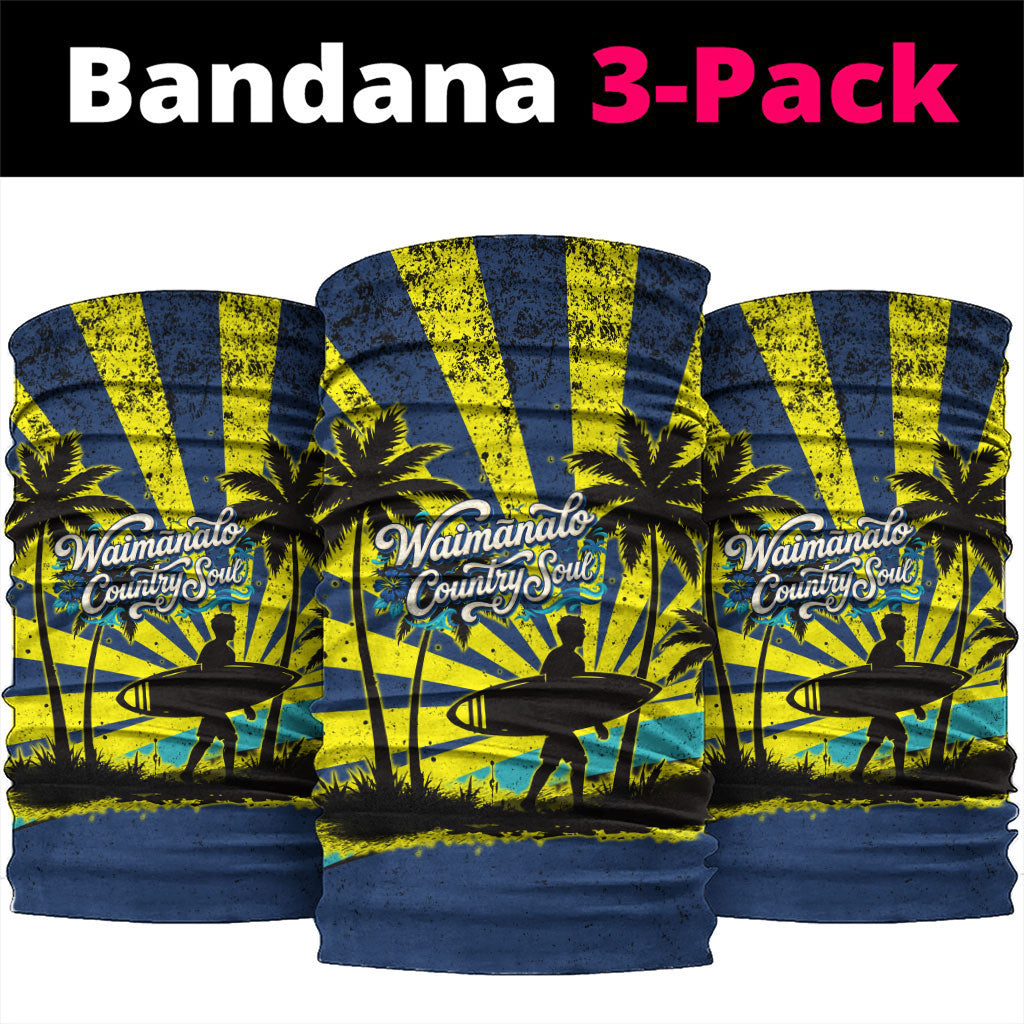 Waimanalo Oahu Hawaii Surfing Neck Gaiter Tropical Beach Retro Sunburst Surfboard TS04 package One Size: 25*50cm Yellow Blue - Polynesian Pride