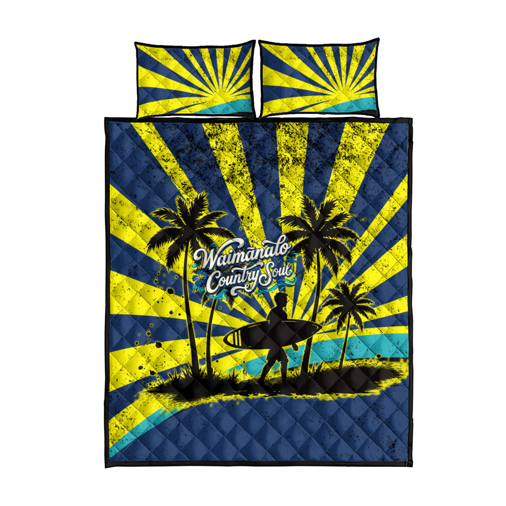 Waimanalo Oahu Hawaii Surfing Quilt Bed Set Tropical Beach Retro Sunburst Surfboard TS04 - Polynesian Pride