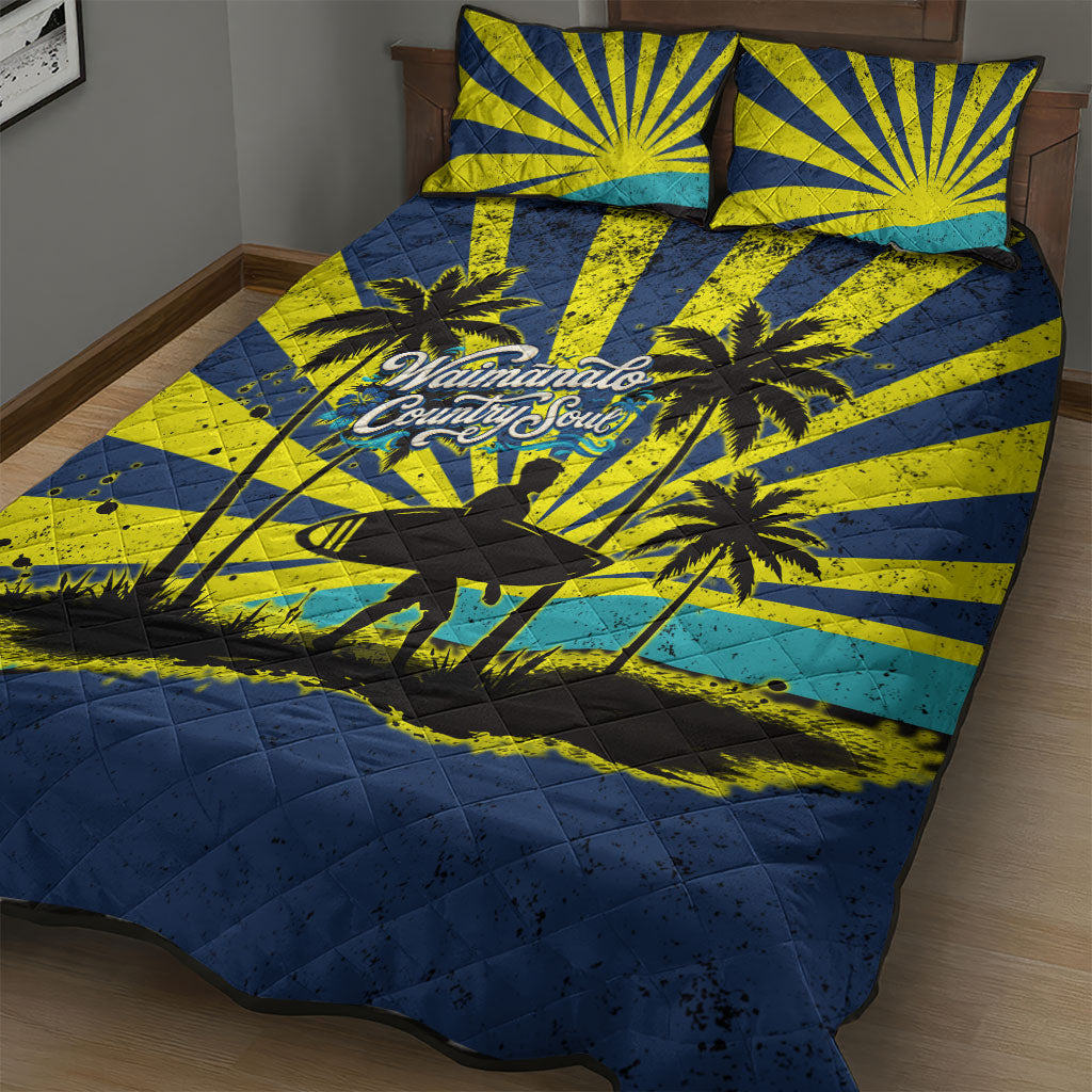 Waimanalo Oahu Hawaii Surfing Quilt Bed Set Tropical Beach Retro Sunburst Surfboard TS04 - Polynesian Pride