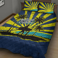 Waimanalo Oahu Hawaii Surfing Quilt Bed Set Tropical Beach Retro Sunburst Surfboard TS04 - Polynesian Pride