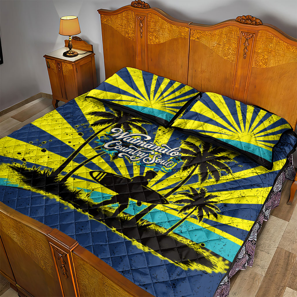 Waimanalo Oahu Hawaii Surfing Quilt Bed Set Tropical Beach Retro Sunburst Surfboard TS04 - Polynesian Pride