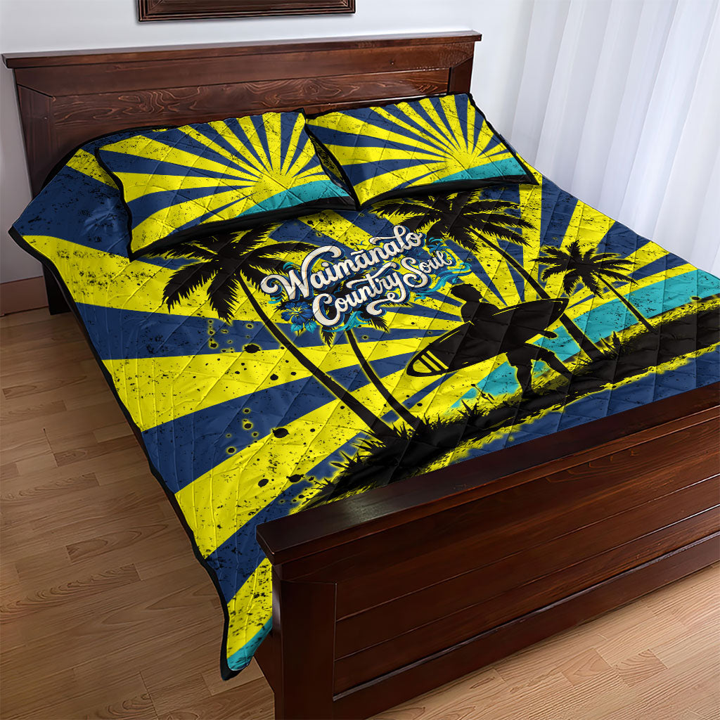 Waimanalo Oahu Hawaii Surfing Quilt Bed Set Tropical Beach Retro Sunburst Surfboard TS04 - Polynesian Pride