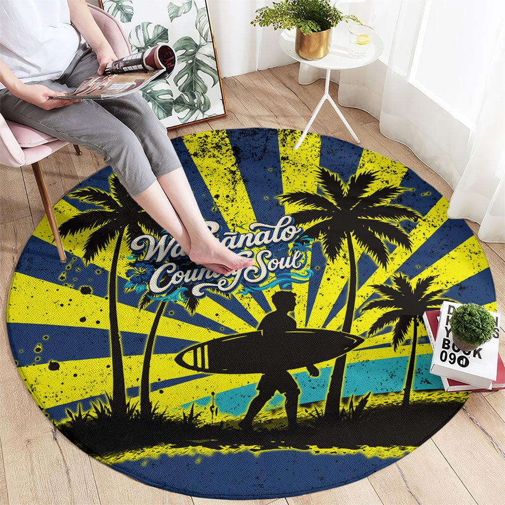 Waimanalo Oahu Hawaii Surfing Round Carpet Tropical Beach Retro Sunburst Surfboard TS04 - Polynesian Pride