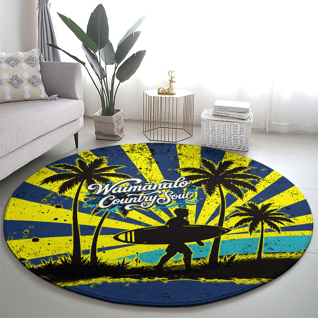 Waimanalo Oahu Hawaii Surfing Round Carpet Tropical Beach Retro Sunburst Surfboard TS04 - Polynesian Pride