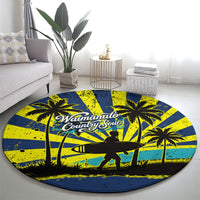 Waimanalo Oahu Hawaii Surfing Round Carpet Tropical Beach Retro Sunburst Surfboard TS04 - Polynesian Pride