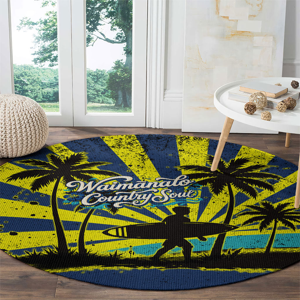 Waimanalo Oahu Hawaii Surfing Round Carpet Tropical Beach Retro Sunburst Surfboard TS04 - Polynesian Pride