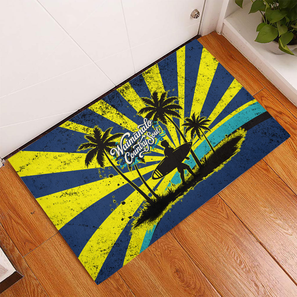 Waimanalo Oahu Hawaii Surfing Rubber Doormat Tropical Beach Retro Sunburst Surfboard TS04 - Polynesian Pride