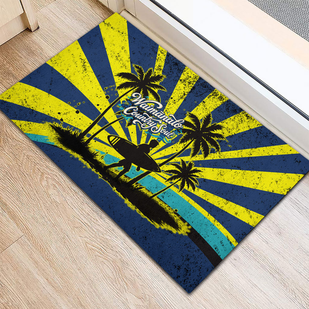 Waimanalo Oahu Hawaii Surfing Rubber Doormat Tropical Beach Retro Sunburst Surfboard TS04 - Polynesian Pride