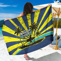 Waimanalo Oahu Hawaii Surfing Sarong Tropical Beach Retro Sunburst Surfboard TS04 One Size 44 x 66 inches Yellow Blue - Polynesian Pride