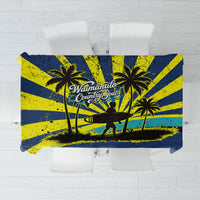 Waimanalo Oahu Hawaii Surfing Tablecloth Tropical Beach Retro Sunburst Surfboard TS04 Yellow Blue - Polynesian Pride