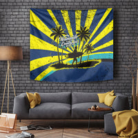 Waimanalo Oahu Hawaii Surfing Tapestry Tropical Beach Retro Sunburst Surfboard TS04 Yellow Blue - Polynesian Pride