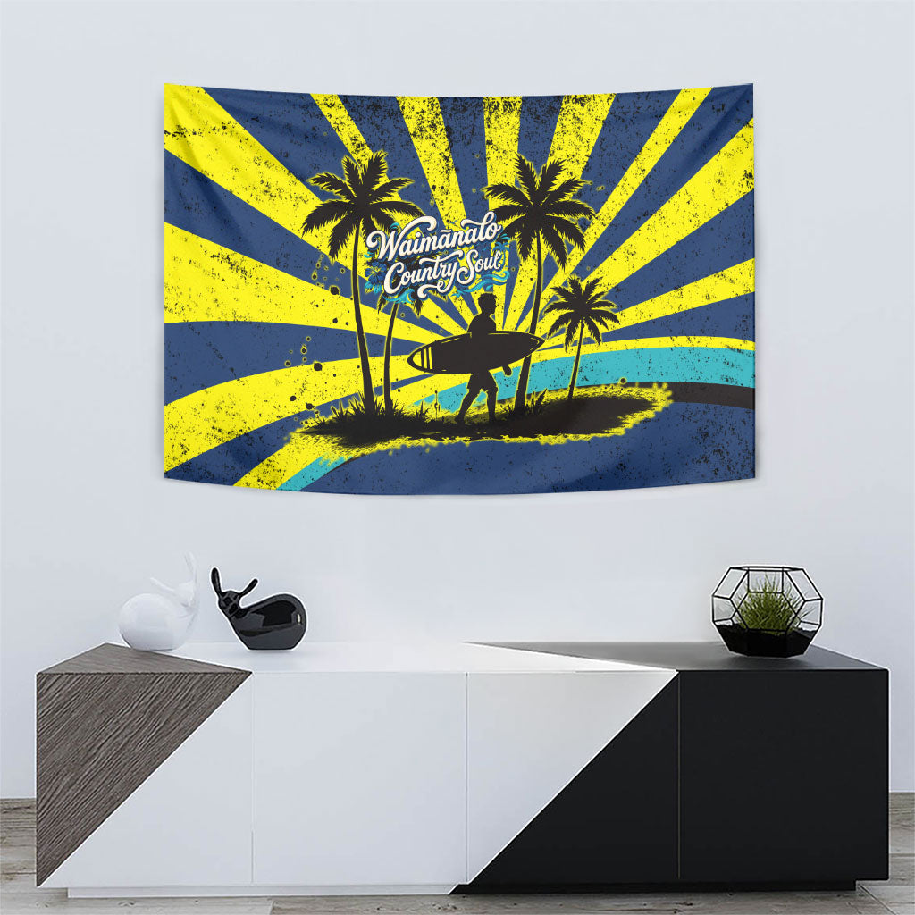 Waimanalo Oahu Hawaii Surfing Tapestry Tropical Beach Retro Sunburst Surfboard TS04 - Polynesian Pride