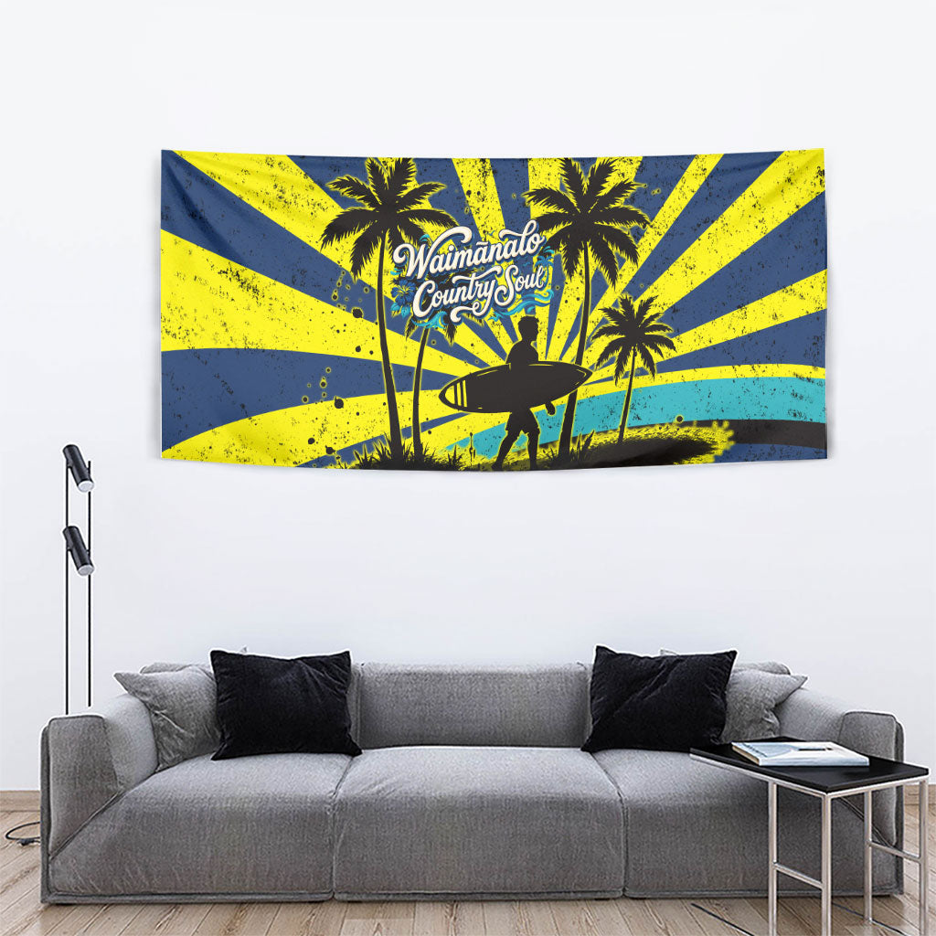 Waimanalo Oahu Hawaii Surfing Tapestry Tropical Beach Retro Sunburst Surfboard TS04 - Polynesian Pride