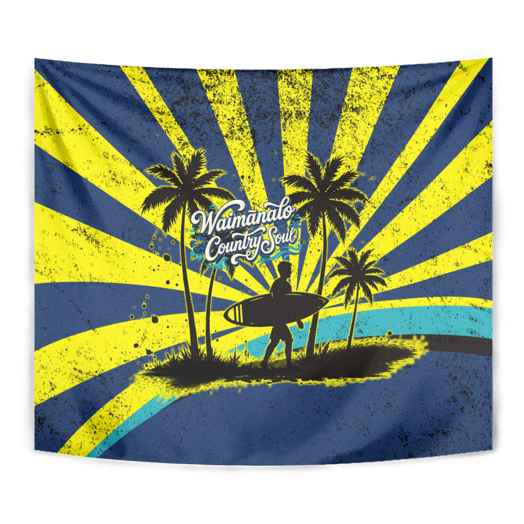 Waimanalo Oahu Hawaii Surfing Tapestry Tropical Beach Retro Sunburst Surfboard TS04 - Polynesian Pride