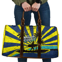 Waimanalo Oahu Hawaii Surfing Travel Bag Tropical Beach Retro Sunburst Surfboard TS04 Yellow Blue - Polynesian Pride
