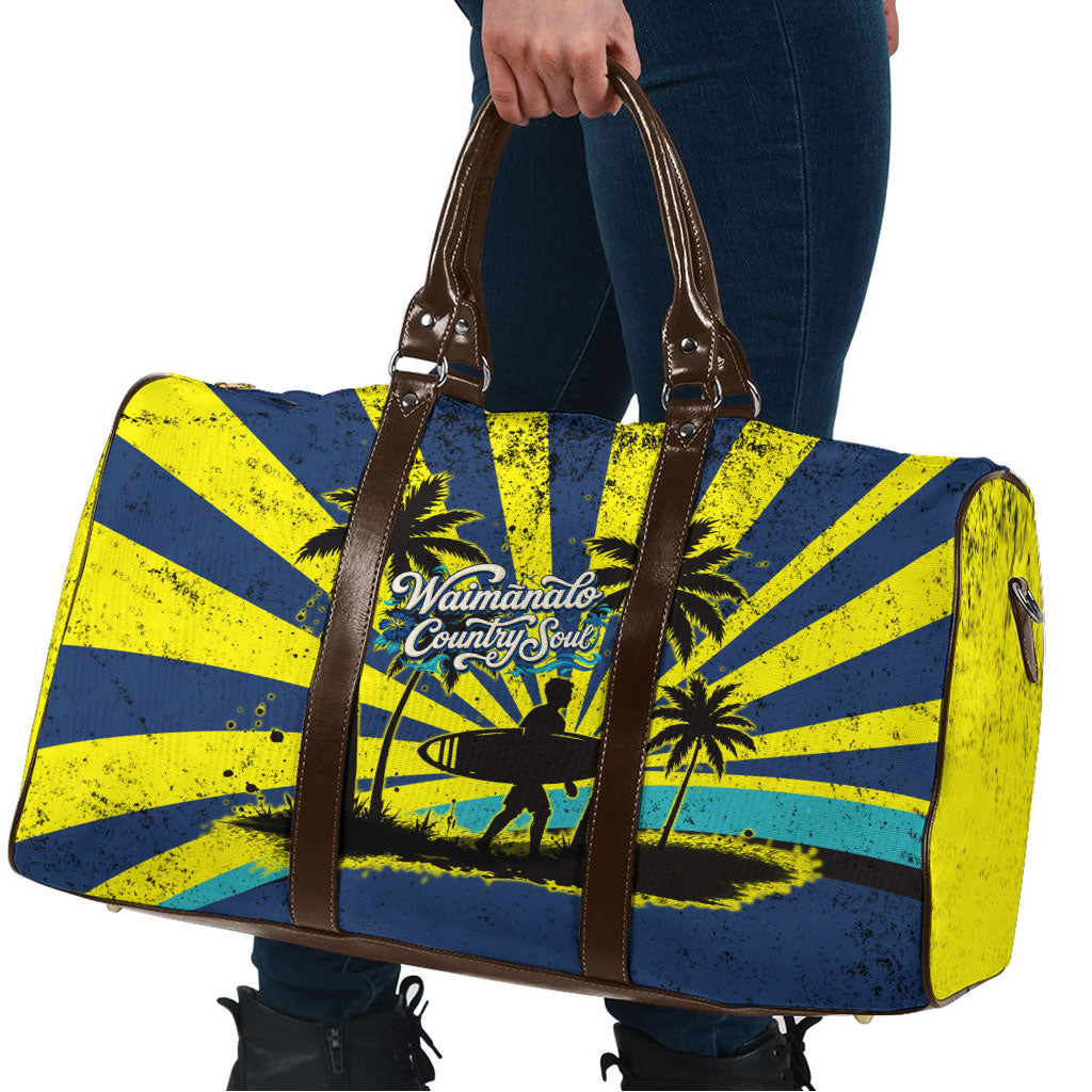 Waimanalo Oahu Hawaii Surfing Travel Bag Tropical Beach Retro Sunburst Surfboard TS04 - Polynesian Pride