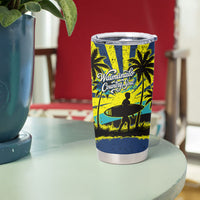 Waimanalo Oahu Hawaii Surfing Tumbler Cup Tropical Beach Retro Sunburst Surfboard TS04 - Polynesian Pride