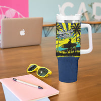 Waimanalo Oahu Hawaii Surfing Tumbler With Handle Tropical Beach Retro Sunburst Surfboard TS04 - Polynesian Pride