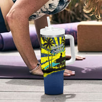 Waimanalo Oahu Hawaii Surfing Tumbler With Handle Tropical Beach Retro Sunburst Surfboard TS04 - Polynesian Pride