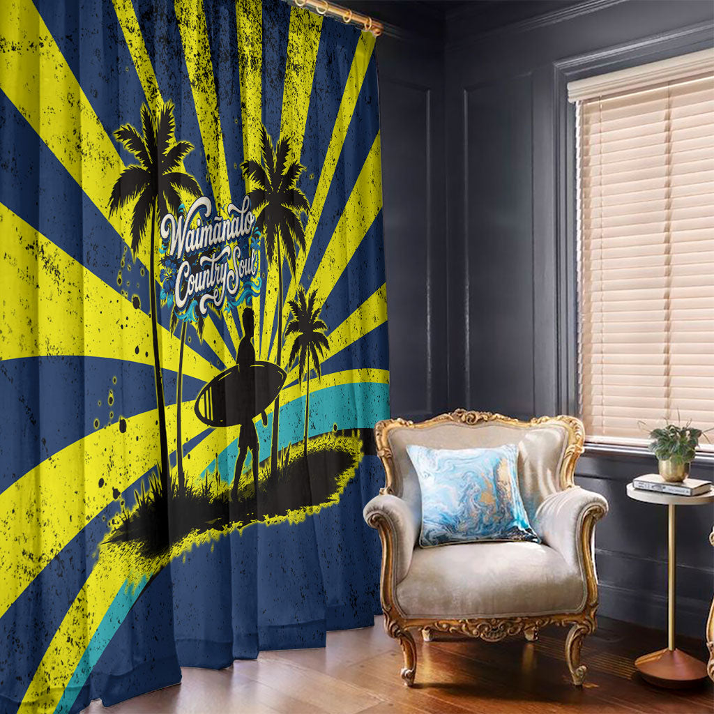 Waimanalo Oahu Hawaii Surfing Window Curtain Tropical Beach Retro Sunburst Surfboard TS04 - Polynesian Pride