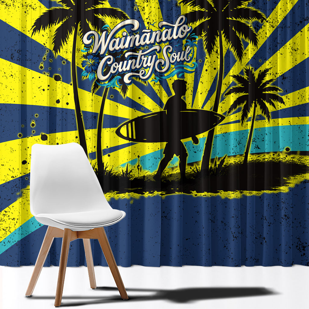 Waimanalo Oahu Hawaii Surfing Window Curtain Tropical Beach Retro Sunburst Surfboard TS04 - Polynesian Pride