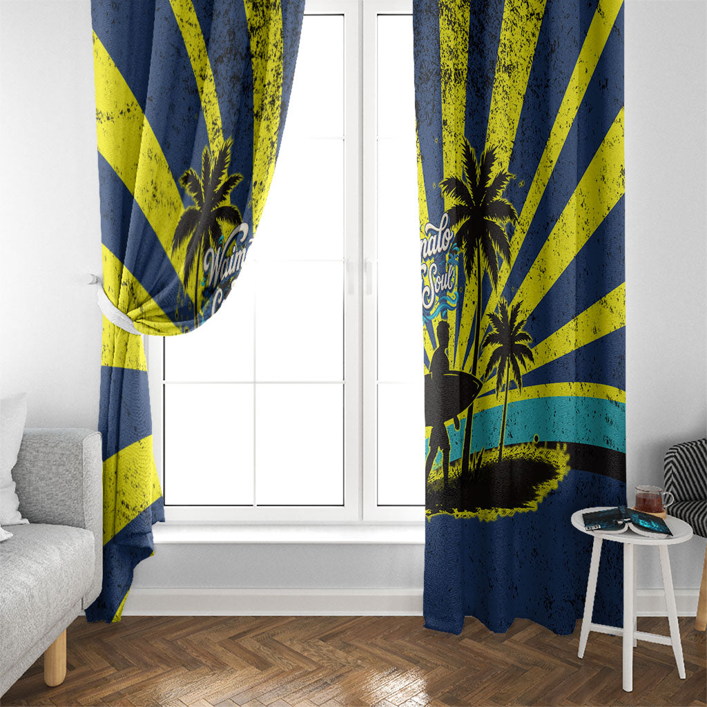 Waimanalo Oahu Hawaii Surfing Window Curtain Tropical Beach Retro Sunburst Surfboard TS04 - Polynesian Pride