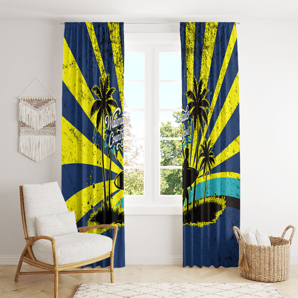 Waimanalo Oahu Hawaii Surfing Window Curtain Tropical Beach Retro Sunburst Surfboard TS04 - Polynesian Pride