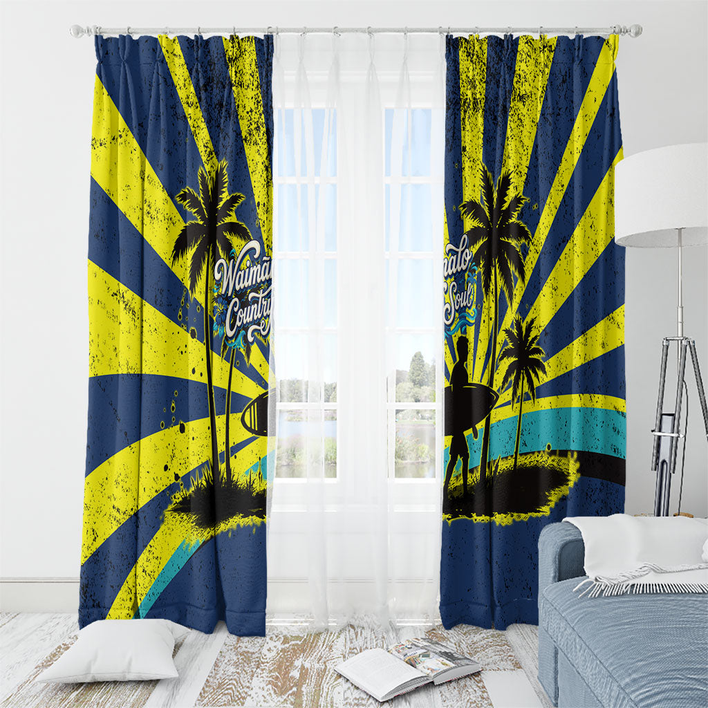 Waimanalo Oahu Hawaii Surfing Window Curtain Tropical Beach Retro Sunburst Surfboard TS04 - Polynesian Pride