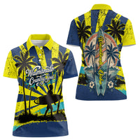 Waimanalo Oahu Hawaii Surfing Women Polo Shirt Tropical Beach Retro Sunburst Surfboard TS04 - Polynesian Pride
