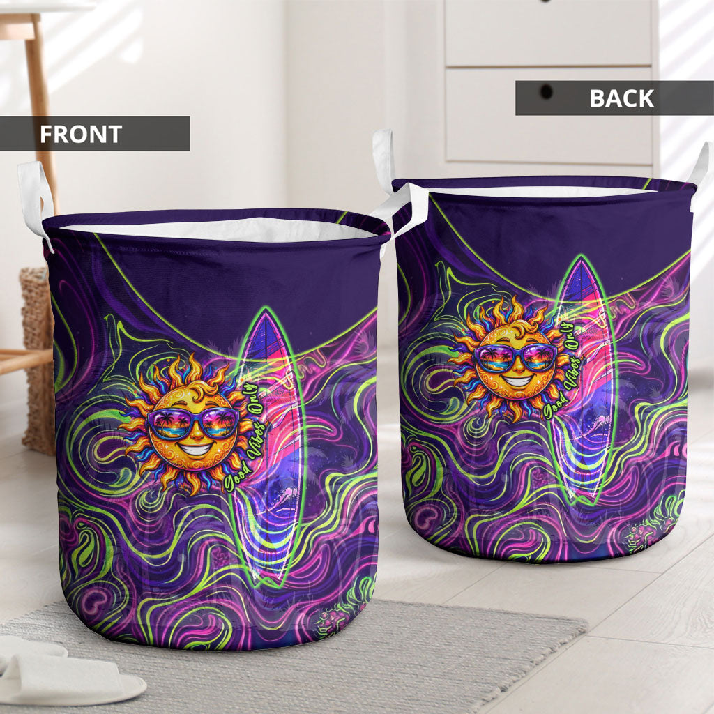 Waimanalo Hawaii Sun Rabbit Laundry Basket Psychedelic Trippy Neon Swirl Graphic TS04 - Polynesian Pride