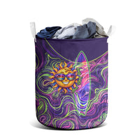 Waimanalo Hawaii Sun Rabbit Laundry Basket Psychedelic Trippy Neon Swirl Graphic TS04 - Polynesian Pride