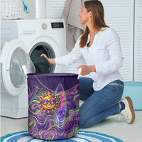 Waimanalo Hawaii Sun Rabbit Laundry Basket Psychedelic Trippy Neon Swirl Graphic TS04 - Polynesian Pride