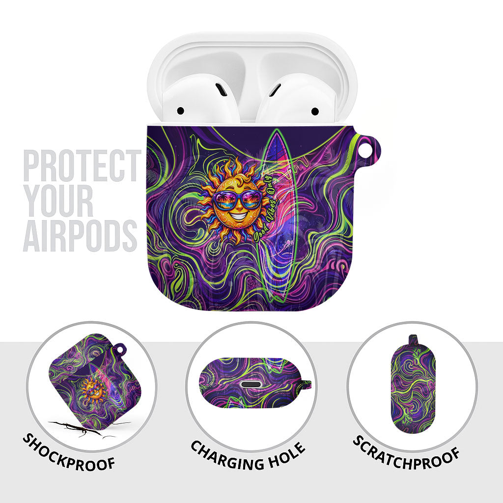 Waimanalo Hawaii Sun Rabbit AirPods Case Psychedelic Trippy Neon Swirl Graphic TS04 - Polynesian Pride