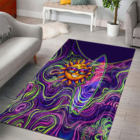 Waimanalo Hawaii Sun Rabbit Area Rug Psychedelic Trippy Neon Swirl Graphic TS04 - Polynesian Pride