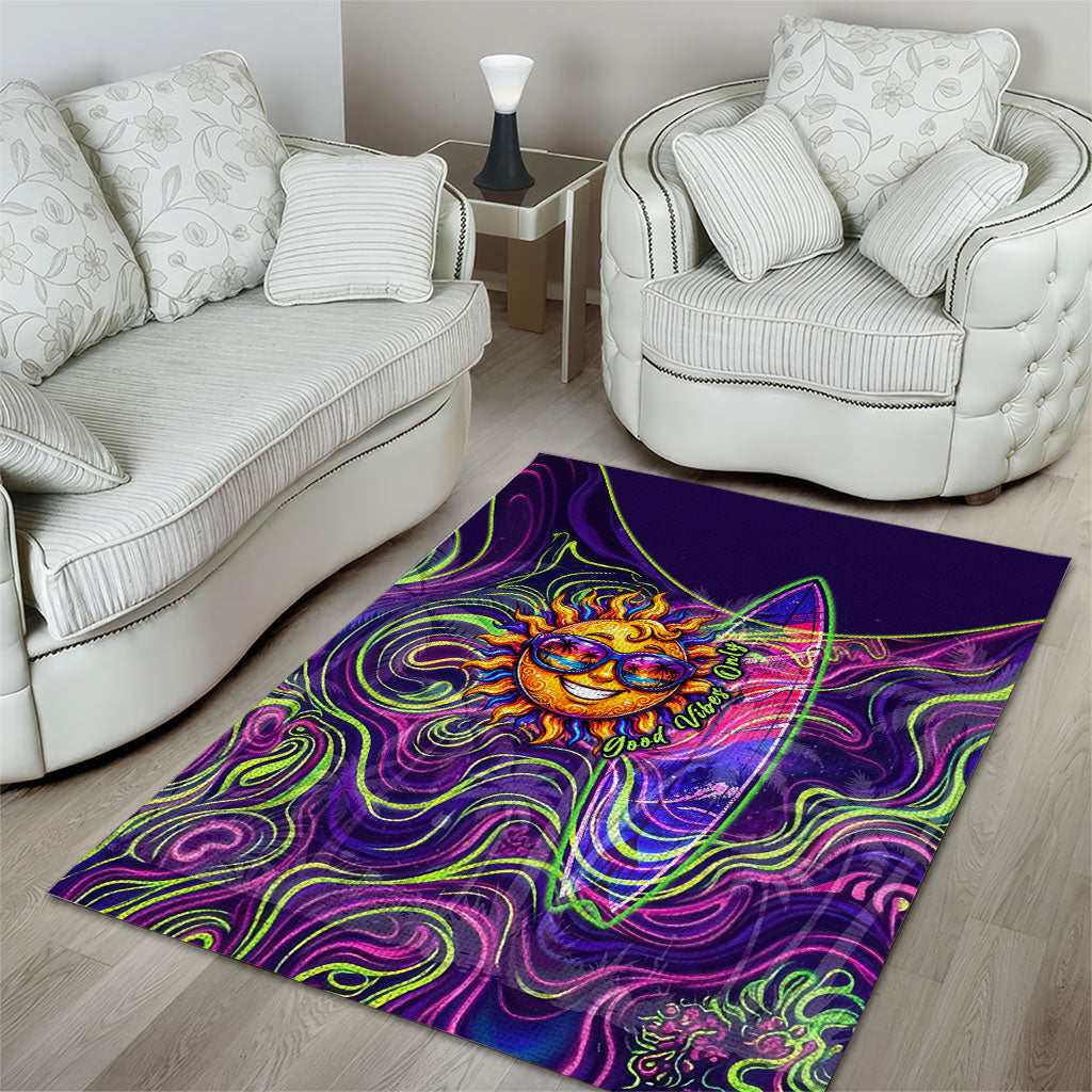 Waimanalo Hawaii Sun Rabbit Area Rug Psychedelic Trippy Neon Swirl Graphic TS04 - Polynesian Pride