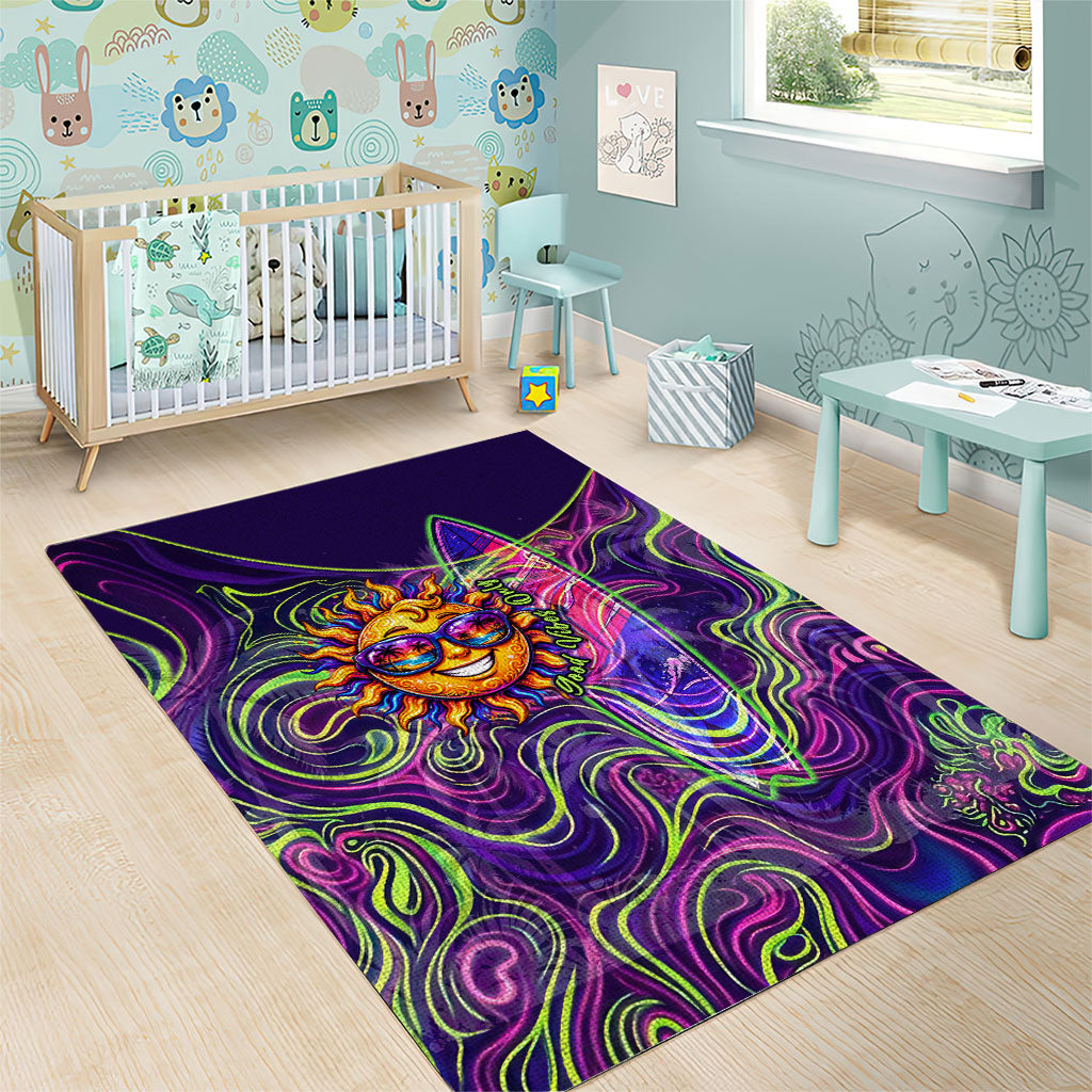 Waimanalo Hawaii Sun Rabbit Area Rug Psychedelic Trippy Neon Swirl Graphic TS04 - Polynesian Pride